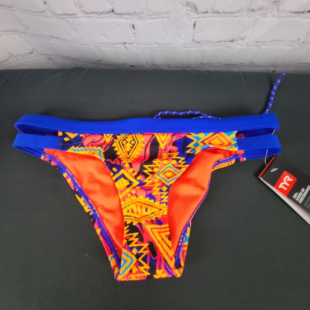 TYR Santa Ana Blue/ Coral Bikini Bottoms SzSm